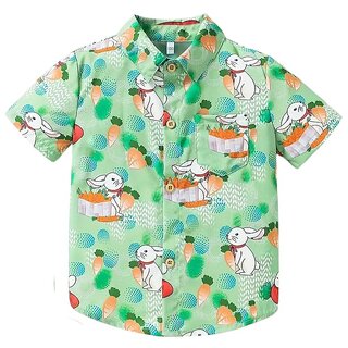 Boys Robot Print Short Sleeve Button Down Shirt, White with Blue and Yellow Pattern, Casual Cotton Boys Robot Print Short Sleeve Button Down Shirt, White with Blue and Yellow Pattern, Casual Cotton