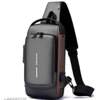 Manav Enterprises Chest Bag USB Men Crossbody Sling Bag Men Crossbody Bag For Men (Black)