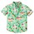Boys Robot Print Short Sleeve Button Down Shirt, White with Blue and Yellow Pattern, Casual Cotton
