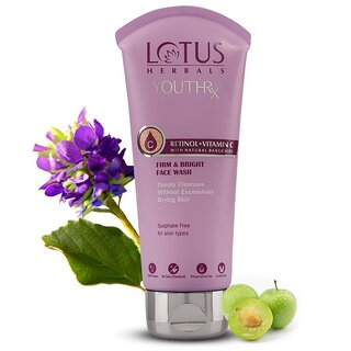 Lotus Herbals YouthRx Firm Bright Face Wash Bakuchiol Retinol Vitamin C Anti Ageing Brightening 100ml Lotus Herbals YouthRx Firm Bright Face Wash Bakuchiol Retinol Vitamin C Anti Ageing Brightening 100ml