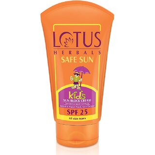 Lotus Herbals Safe Sun Kids Sunscreen Cream - Sensitive Skin Formula SPF 25 Non Greasy Sweat Waterproof 100g Lotus Herbals Safe Sun Kids Sunscreen Cream - Sensitive Skin Formula SPF 25 Non Greasy Sweat Waterproof 100g