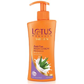 Lotus Herbals Safe Sun Anti Tan Body Lotion SPF 25 PA+++ with Aloe extracts Moisturising 250ml Lotus Herbals Safe Sun Anti Tan Body Lotion SPF 25 PA+++ with Aloe extracts Moisturising 250ml