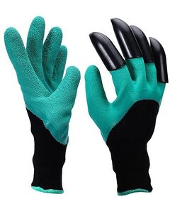 Garden Genie Gardening Gloves - Garden Genie Brand - With Abs Plastic Claws - Green Color