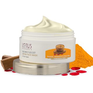                       Lotus Herbals Radiance Boost Ubtan Face Mask  Turmeric, Sandalwood and Rose Water  Glowing Skin 100gm                                              