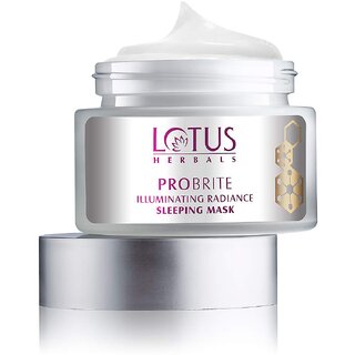 Lotus Herbals Probrite Illuminating Radiance Sleeping Mask Detoxifies Hydrates Skin Preservative Free 50g Lotus Herbals Probrite Illuminating Radiance Sleeping Mask Detoxifies Hydrates Skin Preservative Free 50g