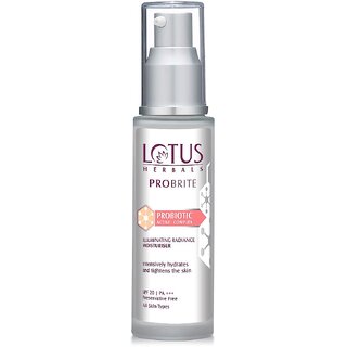 Lotus Herbals Probrite Illuminating Radiance Moisturiser Hydrates Tightens Skin SPF 20 PA+++ 50ml Lotus Herbals Probrite Illuminating Radiance Moisturiser Hydrates Tightens Skin SPF 20 PA+++ 50ml