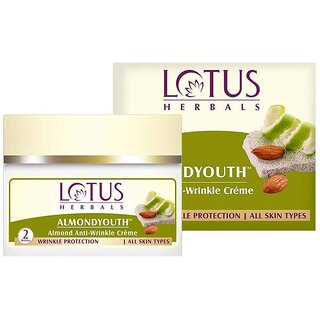 Lotus Herbals Almondyouth Almond Anti-Wrinkle Cream  For All Skin Types  50g