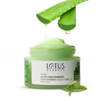 Lotus Herbals Active Aloe + Niacinamide Calm Brighten Night GelParaben Free All Skin Types50gm Lotus Herbals Active Aloe + Niacinamide Calm Brighten Night GelParaben Free All Skin Types50gm