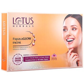                       Lotus Herbals PapayaGlow 6 easy steps 1 in 1 Facial kitReduces pigmentationInstant GlowAll skin types 67g                                              