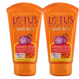 Lotus Herbals Safe Sun Sunblock Spf 30 Pa++ Black Plum Extract Suitable For All Skin Types 100G ( Pack Of 2 ) Lotus Herbals Safe Sun Sunblock Spf 30 Pa++ Black Plum Extract Suitable For All Skin Types 100G ( Pack Of 2 )