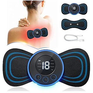                       Mini Body Massager With 8 Modes's Strength Levels Wireless Portable Neck Massager Rechargeable Electric Massager Sticker Body Massager Patch (Buttrefly pattern)                                              