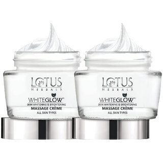 Lotus Herbals Whiteglow Skin Whitening Brightening Massage Cream, 60G ( Pack Of 2 ) Lotus Herbals Whiteglow Skin Whitening Brightening Massage Cream, 60G ( Pack Of 2 )