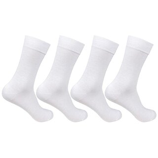                       White plain formal Lycra cotton socks/school socks - Pack of 2                                              