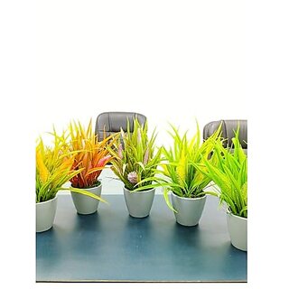 De Gardenia Mini Artificial Plants Set Multicoloured Lifelike Faux Plants for Home and Office Decore Small Bonsai (Multicolour(Pink Purple YellowDark Yellow Greenish Yelllow 2)