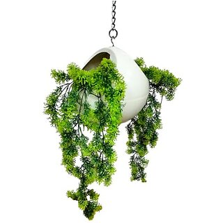                       De Gardenia Artificial Plant with Plastic Hanging Basket Pot Hanging Plants Leaves and Creepers for Living Room Decoration Home Decor and Wall Beautification (Green 3)                                              