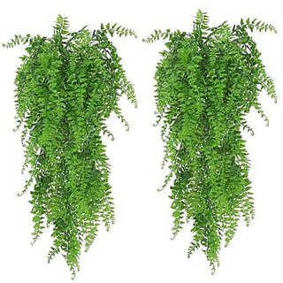                       De Gardenia Artificial Hanging Fern Vine Faux Ivy Leaves Decoration for Indoor and Outdoor Spaces Greenery Decor for Living Room Balcony Garden and Bedroom (Pack of 4)                                              