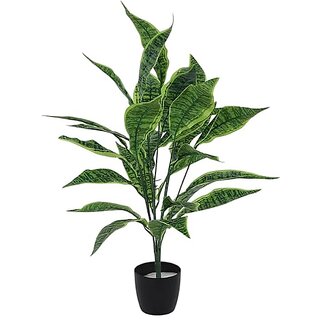                       De Gardenia Multicolor Artificial Monstera and Carton Plant with Pot 30 Tall 26 Leaves and 7 Trunks | Realistic Plastic Palm Tree for Home and Garden Decor | Black Pot Included (Carton_6)                                              