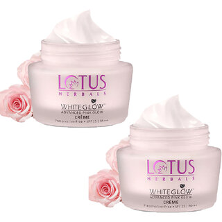 Lotus Herbals Whiteglow Advanced Pink Glow Brightening Cream Spf 25 Pa+++ 50G ( Pack Of 2 ) Lotus Herbals Whiteglow Advanced Pink Glow Brightening Cream Spf 25 Pa+++ 50G ( Pack Of 2 )