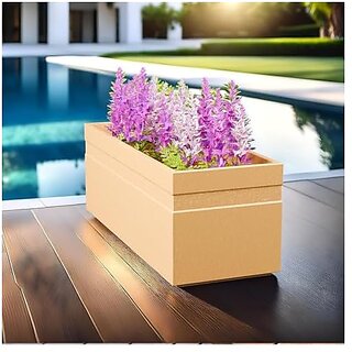                       De Gardenia FOXB GT Rectangle Pots for Plants Durable Lightweight Polymers Indoor/Outdoor Flower Pot for Living Room Balcony Garden and Office Decor (Beige 24 Inch)                                              