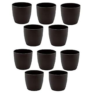                       De Gardenia Flower Pots - 4.4 Inch Plastic Flower Pots | Modern Decorative Indoor Outdoor Planters/Pots - Plant Not Included - Pack of (10 Black)                                              