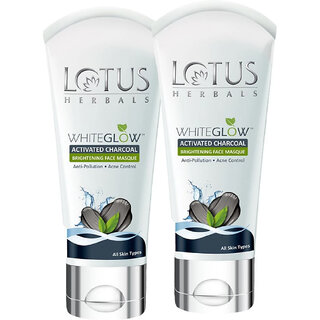                       Lotus Herbals Whiteglow Activated Charcoal Brightening Face Mask, 100G ( Pack Of 2 )                                              