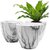De Gardenia Artificial Melamine Marble Texture Flower Pots | Indoor Pots for Living Room Office and Home Decor | Plant Not Included (White_2) Pack of-1