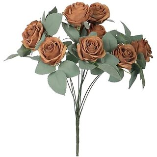 De Gardenia Artificial Rose Flowers Bunch 9 Flower Heads 10 x 17.5 Inches Home Decor Office Decor Perfect for Gifting (2 Brown) De Gardenia Artificial Rose Flowers Bunch 9 Flower Heads 10 x 17.5 Inches Home Decor Office Decor Perfect for Gifting (2 Brown)