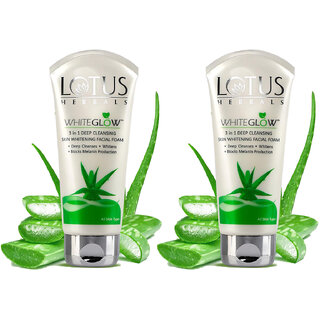 Lotus Herbals Whiteglow 3 In 1 Deep Cleaning Skin Whitening Facial Foam For All Skin Types 100G ( Pack Of 2 ) Lotus Herbals Whiteglow 3 In 1 Deep Cleaning Skin Whitening Facial Foam For All Skin Types 100G ( Pack Of 2 )