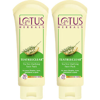 Lotus Herbals Teatreeclear Tea Tree Clarifying Face Pack Reduces Pimples, Acne, Blemishes Spots 120G ( Pack Of 2 ) Lotus Herbals Teatreeclear Tea Tree Clarifying Face Pack Reduces Pimples, Acne, Blemishes Spots 120G ( Pack Of 2 )