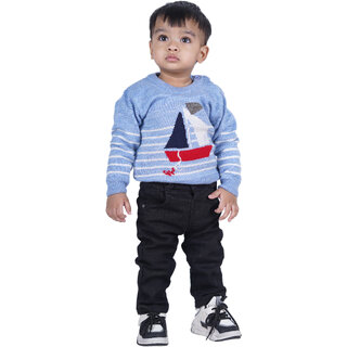                       Kid Kupboard Cotton Baby Boys Sweatshirt, Blue, Full-Sleeves, 3-4 Years KIDS7244                                              