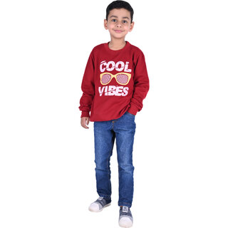                       Kid Kupboard Cotton Boys Sweatshirt, Maroon, Full-Sleeves, 7-8 Years KIDS7247                                              