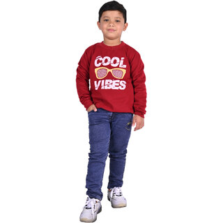                      Kid Kupboard Cotton Boys Sweatshirt, Maroon, Full-Sleeves, 7-8 Years KIDS7249                                              