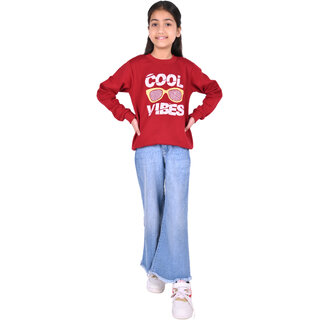                       Kid Kupboard Cotton Girls Sweatshirt, Maroon, Full-Sleeves, 9-10 Years KIDS7256                                              