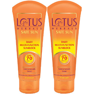 Lotus Herbals Safe Sun Daily Multi-Function Sunscreen Spf 70 Pa+++ Sweat Water Resistant60 G ( Pack Of 2 ) Lotus Herbals Safe Sun Daily Multi-Function Sunscreen Spf 70 Pa+++ Sweat Water Resistant60 G ( Pack Of 2 )