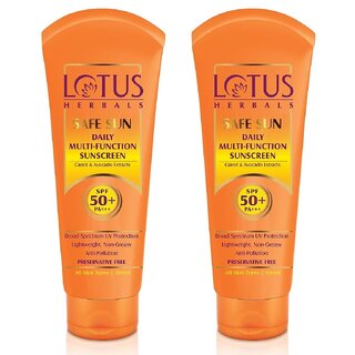 Lotus Herbals Safe Sun Daily Multi-Function Sunscreen Cream Spf 50+ Pa+++ Avocado Extract60 G ( Pack Of 2 ) Lotus Herbals Safe Sun Daily Multi-Function Sunscreen Cream Spf 50+ Pa+++ Avocado Extract60 G ( Pack Of 2 )