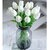De Gardenia Artificial Tulip Flower Sticks 13.5 Inch Tall Faux White Tulips for Vase Arrangements Home Decor and Special Occasions (Vase Not Included)