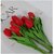 De Gardenia Artificial Tulip Flower Sticks 13.5 Inch Tall Faux Red Tulips for Vase Arrangements Home Decor and Special Occasions (Vase Not Included)