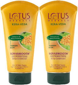 Lotus Herbals Kera-Veda Soyasmooth Soya Protein Cream Deep Conditioner  For All Hair Types  150G ( Pack Of 2 )