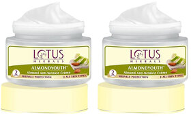 Lotus Herbals Almondyouth Almond Anti-Wrinkle Cream  For All Skin Types  50G ( Pack Of 2 )
