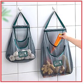 1 Pc Reusable Double Layer Pockets Mesh Bag for Fruits and Vegetables Storage Bags for Fridge/Refrigerator Bags/Pouches for Accessories (30 x 40 cm)