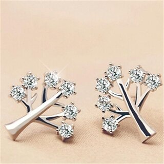 The Tree of Life Stud Earrings with Cubic Zirconia in Silver for Fashion Lady The Tree of Life Stud Earrings with Cubic Zirconia in Silver for Fashion Lady