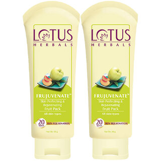 Lotus Herbals Frujuvenate Skin Perfecting Rejuvenating Fruit Face Pack For All Skin Types 60G ( Pack Of 2 ) Lotus Herbals Frujuvenate Skin Perfecting Rejuvenating Fruit Face Pack For All Skin Types 60G ( Pack Of 2 )