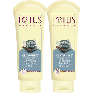 Lotus Herbals Claywhite Black Clay Face Pack Detans Skin Unclogs Pores 120G ( Pack Of 2 ) Lotus Herbals Claywhite Black Clay Face Pack Detans Skin Unclogs Pores 120G ( Pack Of 2 )