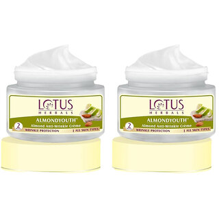 Lotus Herbals Almondyouth Almond Anti-Wrinkle Cream  For All Skin Types  50G ( Pack Of 2 )