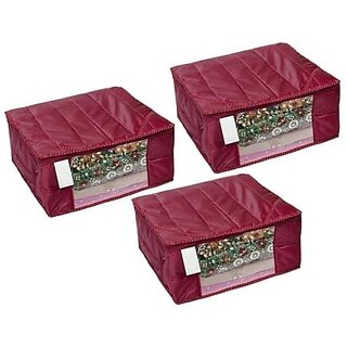 Aronkart Parachute Material 3 Layered Quilted Saree Cover Wardrobe Organizer (Water Resistant) (Pack of 3 Maroon) Aronkart Parachute Material 3 Layered Quilted Saree Cover Wardrobe Organizer (Water Resistant) (Pack of 3 Maroon)