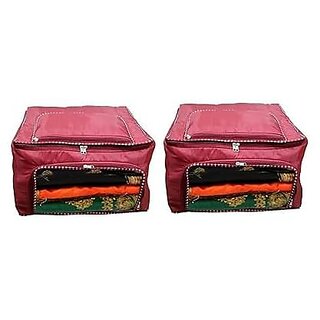                       Aronkart Foldable Parachute Cloths Zip Organizer Bag and Storage Cover Boxes For Wardrobe Shelves Clothes Sarees Bed Sheet Blanket (Pack of 2)                                              