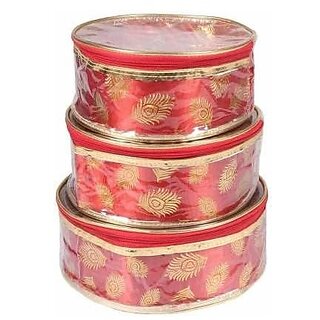                       Aronkart 3-PCS Round Shape Makeup Organizer  Jewellery Organize  Storage Box Multi-Purpose Used Vanity Boxes                                              