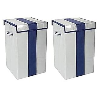 Aronkart Combo Non Woven Foldable 68 Ltrs Laundry Bag Storage Basket Bin with Lid and Handle for Washing Clothes Blue Aronkart Combo Non Woven Foldable 68 Ltrs Laundry Bag Storage Basket Bin with Lid and Handle for Washing Clothes Blue