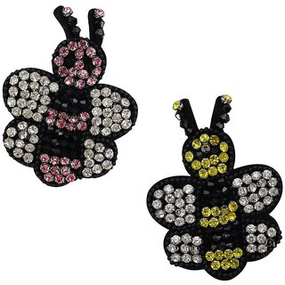                       Lovely Bee Decorative Patch Rhinestone Hand-Beaded Patches For Dress Handbags Decorative Sew On Patch Beadwork Appliqu10Pcs (A)                                              