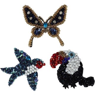 2 Piece Cartoon Birds Hand-Beaded Fabric Patches, Butterfly Decorative Patches,Rhinestone Beadery Sew-On Patch For Clothes, Bag, Shose 2 Piece Cartoon Birds Hand-Beaded Fabric Patches, Butterfly Decorative Patches,Rhinestone Beadery Sew-On Patch For Clothes, Bag, Shose
